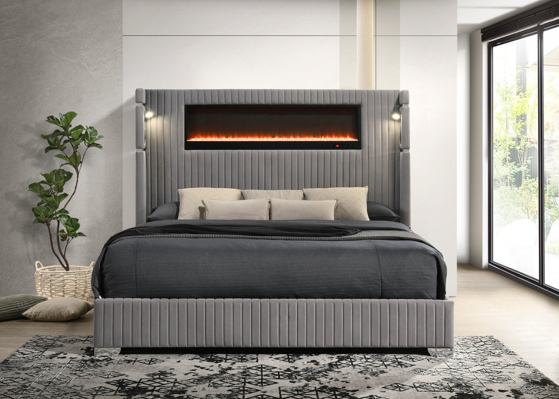 Romance2 Gray Platform Bed - Queen, King **NEW ARRIVAL**