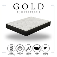 GOLD - 9" Inner Spring - Twin, Full, Queen, King