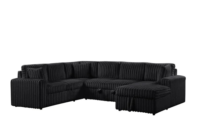 Forever Black Sectional With Pull-Out Bed