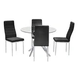 D106 - Black - Glass Table + 4 Chairs **NEW ARRIVAL**