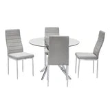 D107 - Gray - Glass Table + 4 Chairs **NEW ARRIVAL**