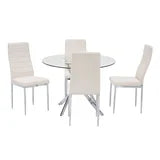 D108 - White - Glass Table + 4 Chairs **NEW ARRIVAL**