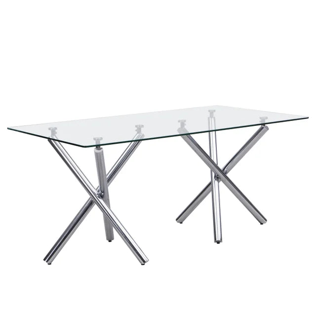 D201 Gray - Glass Table + 6 Chairs **NEW ARRIVAL**