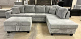 Tufted Light Grey Sectional w/Reversible Chaise Lounge