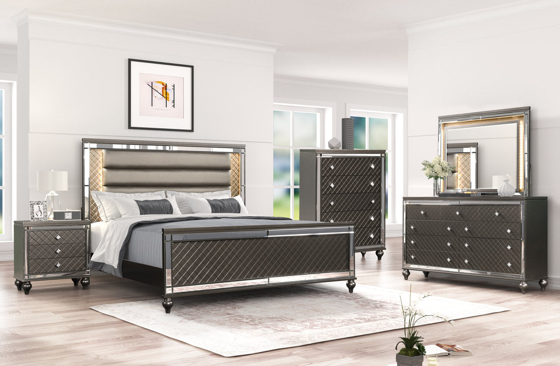 Stars Charcoal - 5PC Bedroom Set Queen or King
