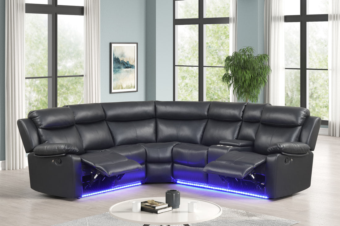Super Black Reclining Sectional **NEW ARRIVAL**