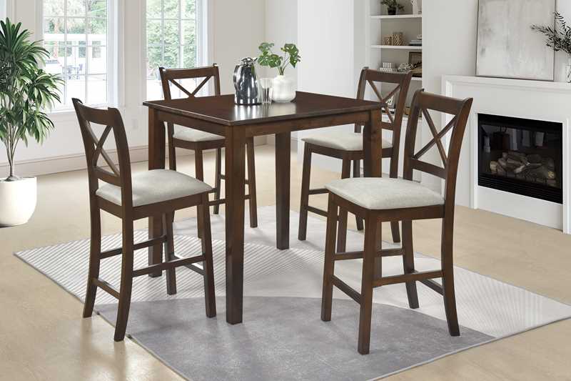 Tahoe Collection 5pc Pub Table w/4 Chairs - Brown