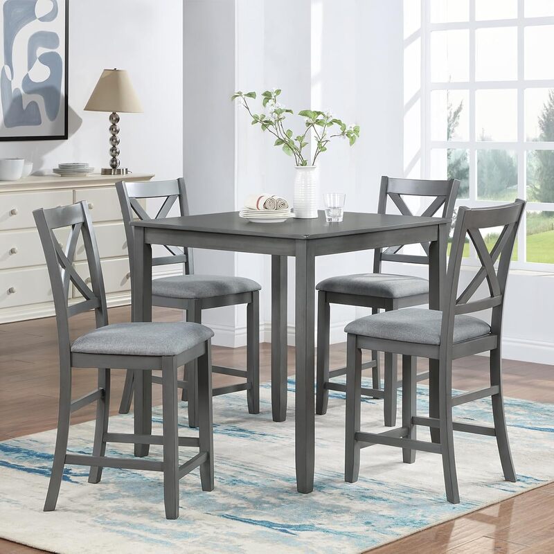 Tahoe Collection 5pc Grey Pub Table & Chairs