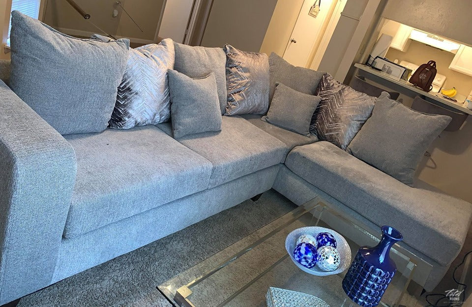 Dove Grey Sectional includes throw pillows