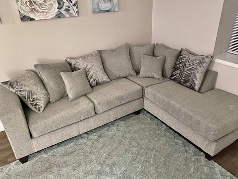 Dove Grey Sectional includes throw pillows