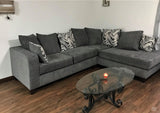 Charcoal Sectional includes throw pillows