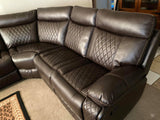 Soft brown leather reclining sectional with cup holders