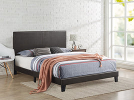 Black Faux Leather Platform Bed