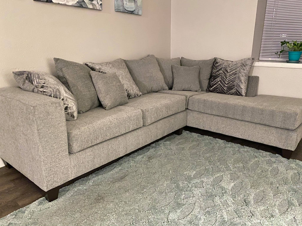Dove Grey Sectional includes throw pillows