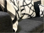 Black sofa and love seat with decorative pillows- new