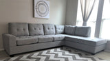 Tufted Light Grey Sectional w/Reversible Chaise Lounge