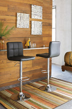 Two Black Swivel Bar Stools Adjustable