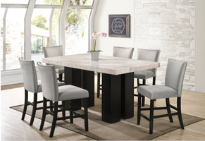 Finley Grey - (GENUINE MARBLE) Counter Height Table & 6 Chairs