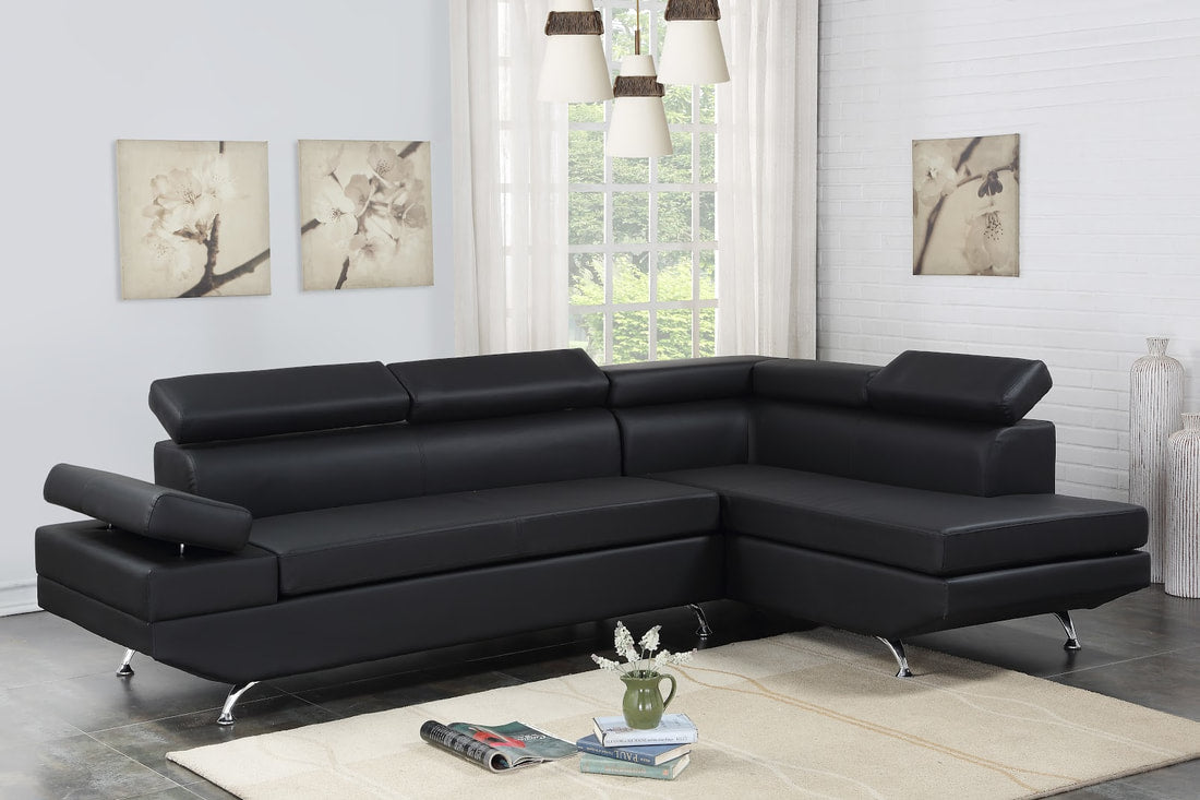Moderno Black Vinyl Sectional