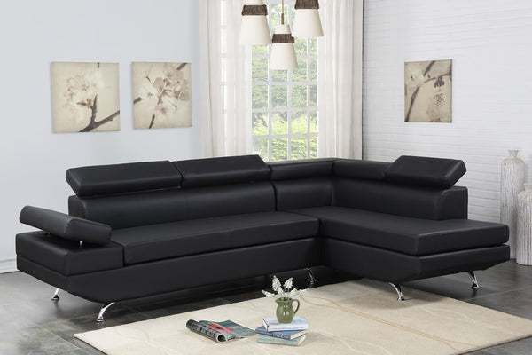 Moderno Black Vinyl Sectional