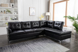 Vintage Collection Black Tufted Sectional w/Chaise Lounge
