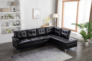 Vintage Collection Black Tufted Sectional w/Chaise Lounge ETA 2/15
