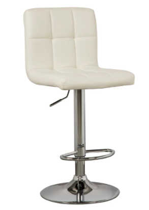 Two White Swivel Bar Stools Adjustable